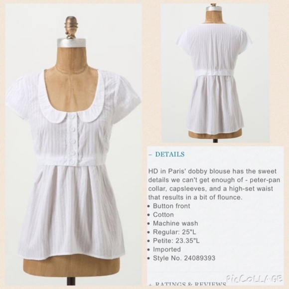 Anthropologie Tops - HD in Paris Anthropologie Peter Pan Collar Top